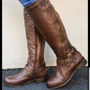 Steve Madden Synicle Brown Leather Riding Boots